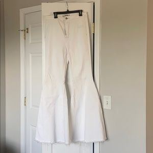 High Waisted White Flare Jeans